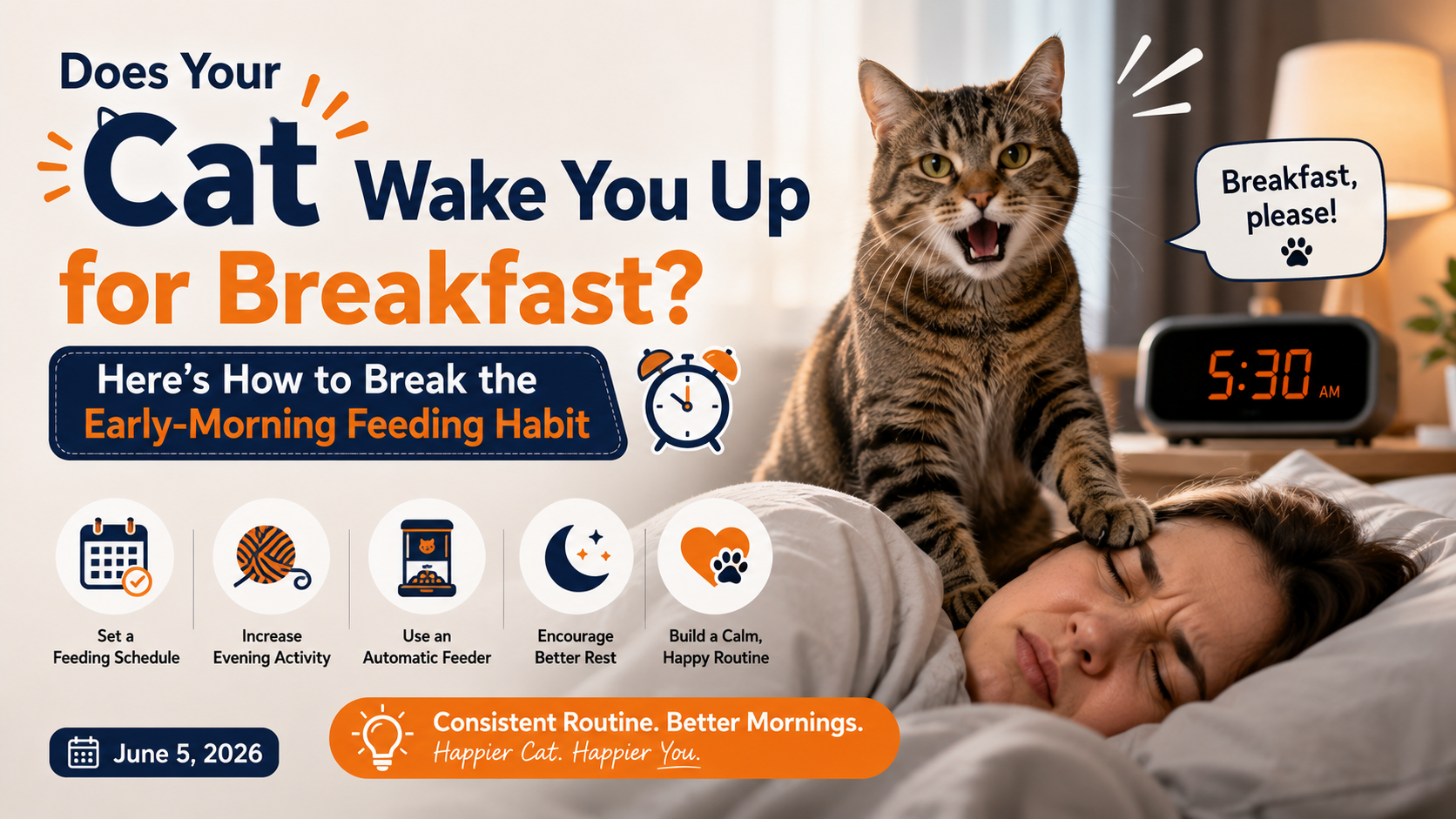 Does Your Cat Wake You Up for Breakfast? Here's How to Break the Early-Morning Feeding Habit
