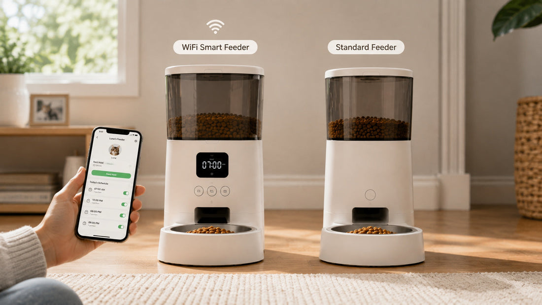 Comparing WiFi automatic cat feeder versus basic timed feeder
