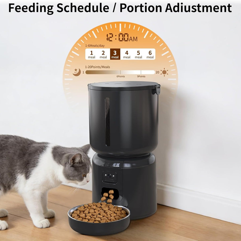 Tajrah Cat Feeder and Water Fountain Set HD Camera WiFi App 4L Feeder 2.2L Fountain