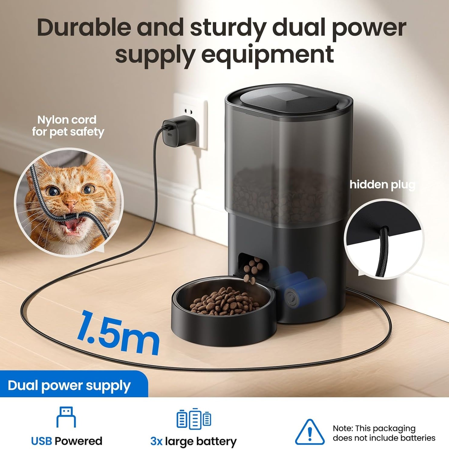 Automatic Cat Feeder and Water Fountain WiFi App Control with Voice Recorder