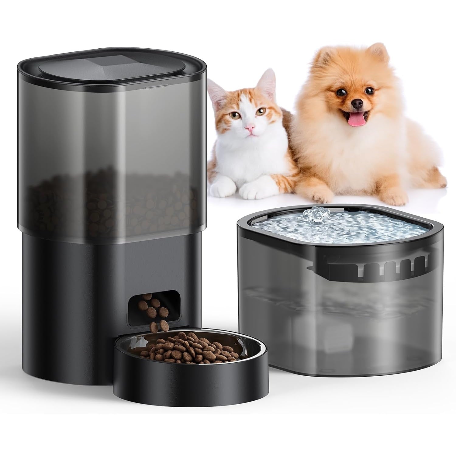 Automatic Cat Feeder and Water Fountain WiFi App Control with Voice Recorder