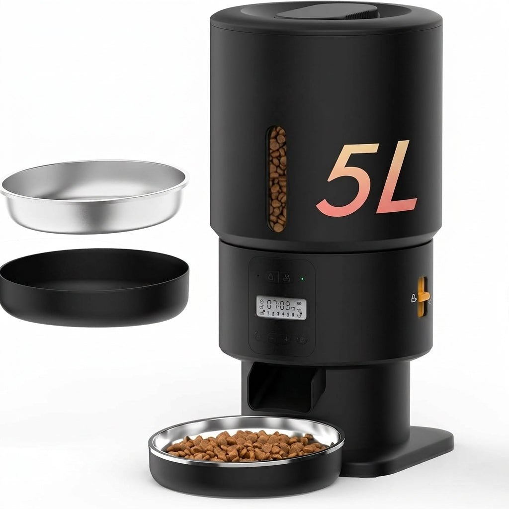 Tajrah 5L Automatic Cat Feeder 1080P HD Camera WiFi App Two Way Audio Timed Dispenser