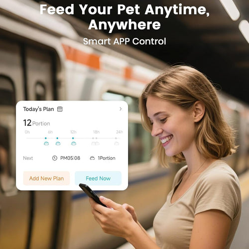 Automatic Cat Feeder WiFi App Control Food Dispenser with Portion Control for Pets