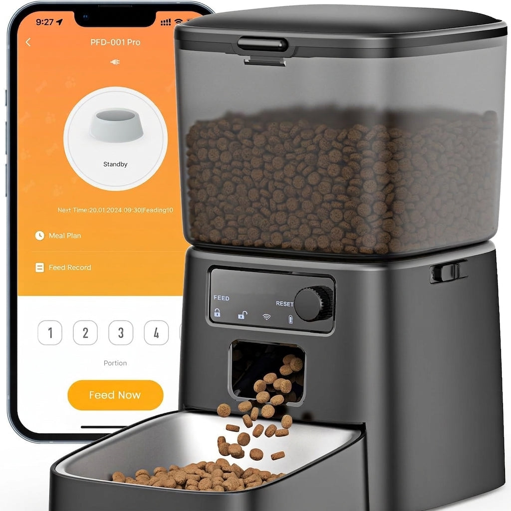 Tajrah 4L Automatic Cat Feeder WiFi App Control Portion Control No Camera Dual Power