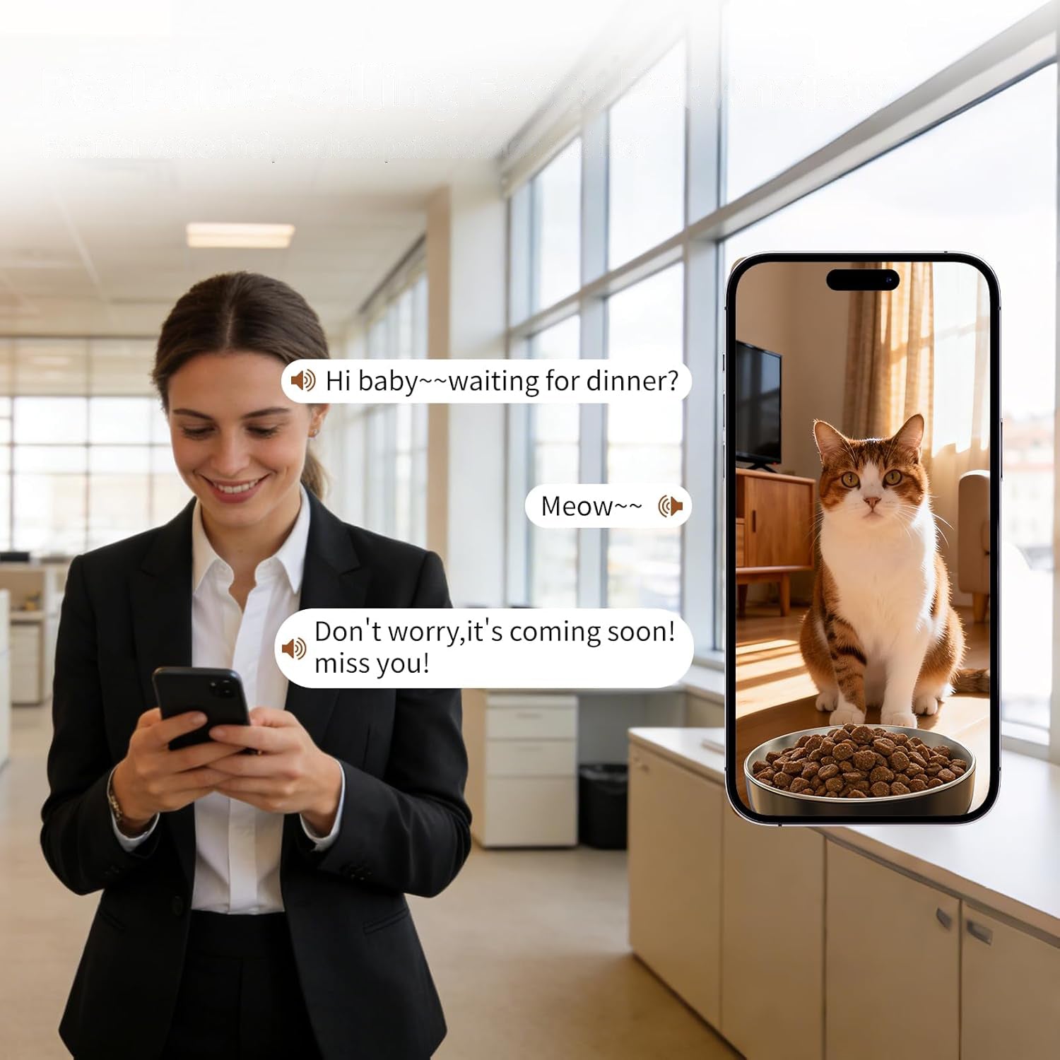 Tajrah Cat Feeder and Water Fountain Set HD Camera WiFi App 4L Feeder 2.2L Fountain