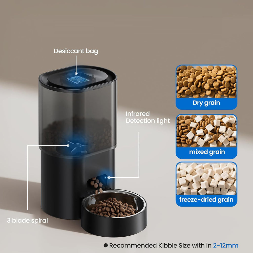 Tajrah 3L Cat Feeder and 2.5L Water Fountain Set WiFi App Voice Recorder No Camera