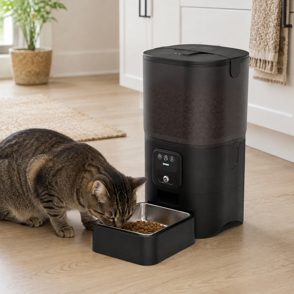 Tajrah 6L Automatic Cat Feeder WiFi Camera App Two Way Audio Dual Power 480P or 720P Tajrah