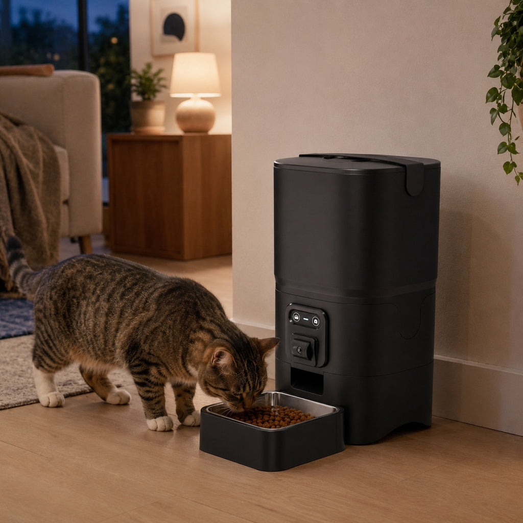 Tajrah 6L Automatic Cat Feeder WiFi Camera App Two Way Audio Dual Power 480P or 720P Tajrah