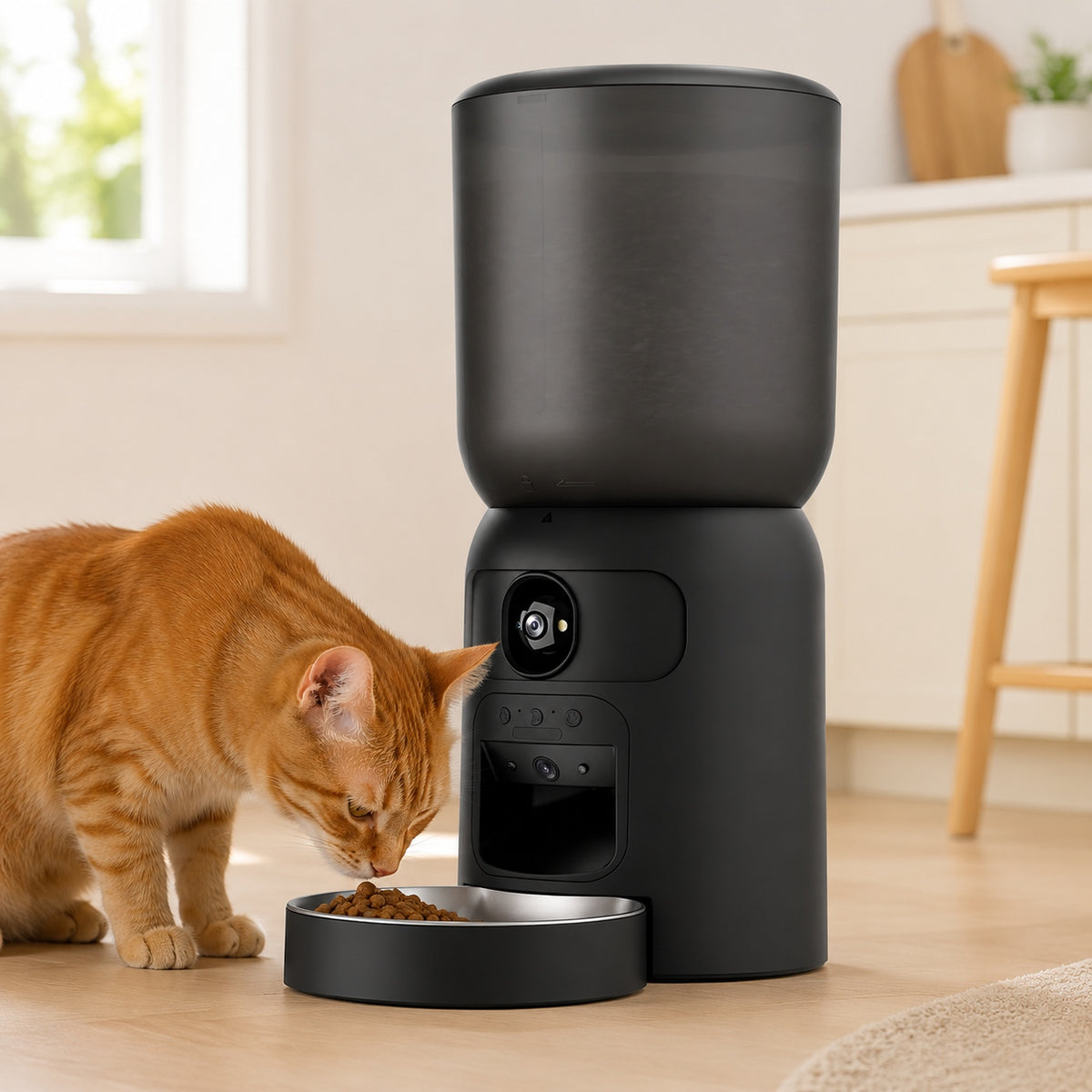 Tajrah 6L Automatic Cat Feeder Dual HD Camera WiFi App Control Motion Alerts Single Bowl Tajrah