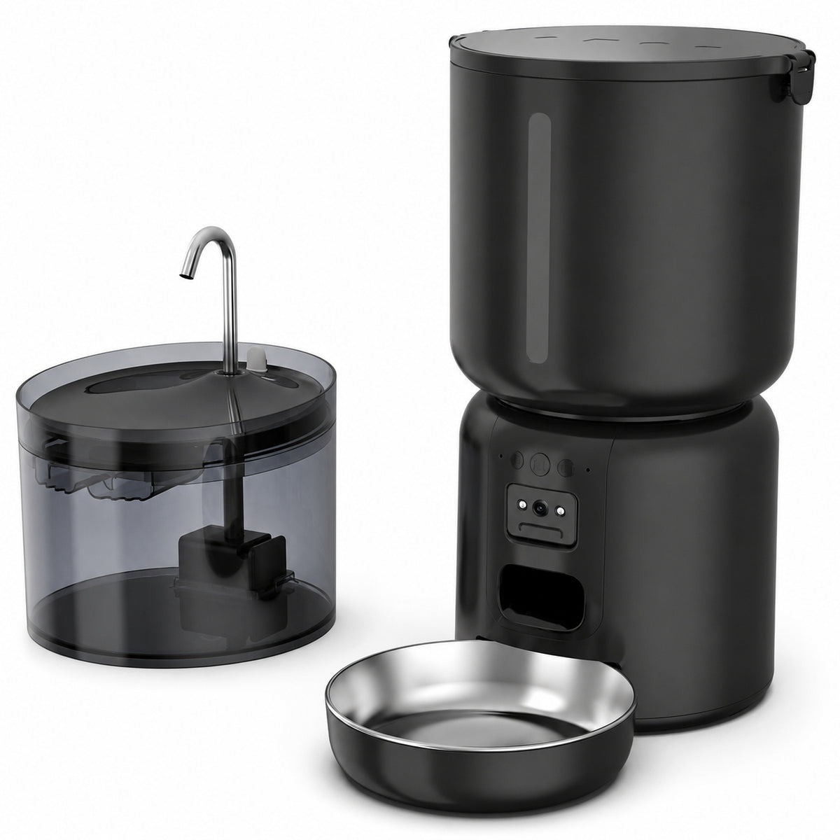 Tajrah Cat Feeder and Water Fountain Set HD Camera WiFi App 4L Feeder 2.2L Fountain Tajrah